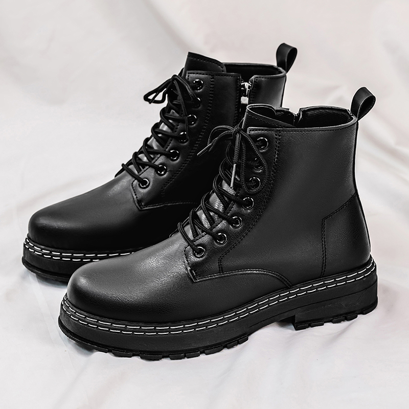 Men'S Shoes Dq - 남성용 4계절 블랙 에나멜 가죽 오토바이