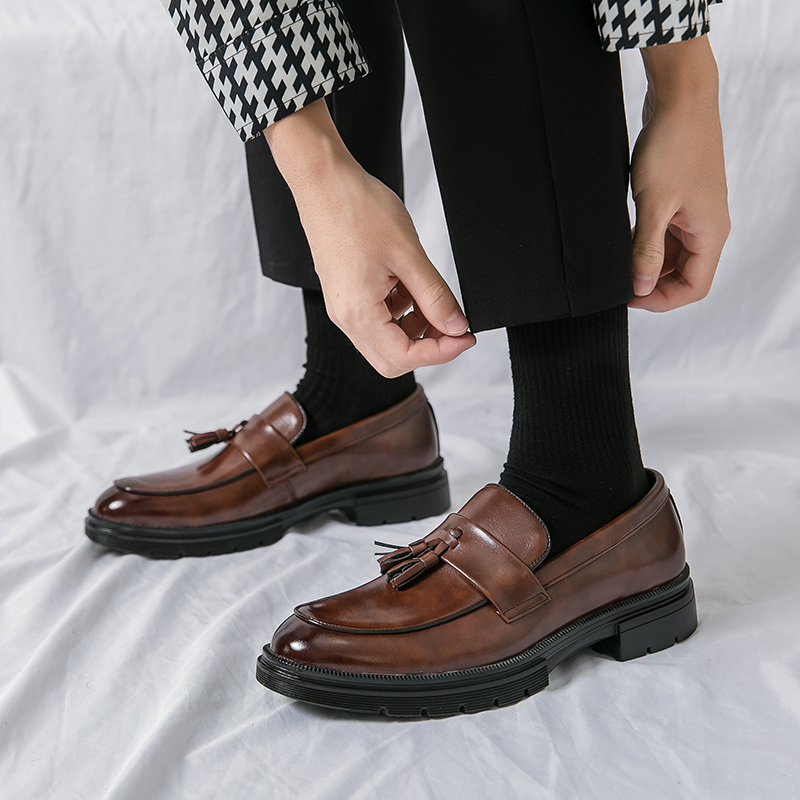 Men'S Shoes Drivers - 고품질 남성 가죽 정장용 두꺼운 밑창