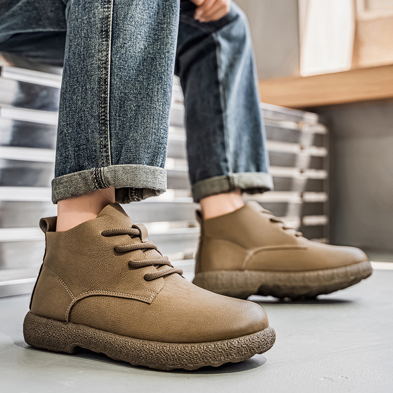 Men'S Shoes Dq - 남성용 앵클 부츠 브라운 숏 부츠