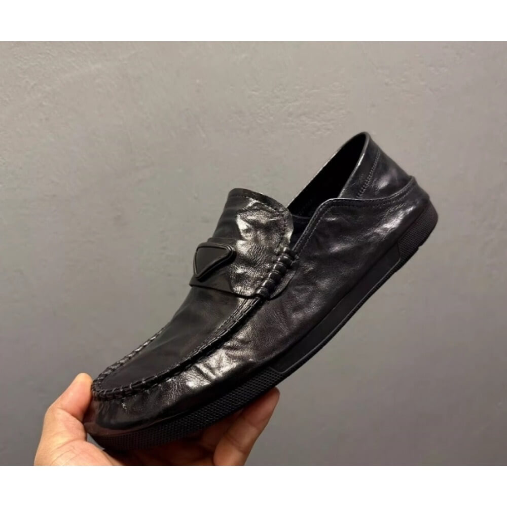 Men'S Shoes Drivers - 수제 블랙 가죽 드라이버 로퍼 –