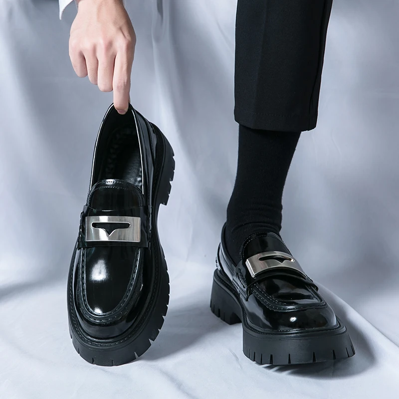 Men Shoes Prada - 플랫폼 새로운 남성 드레스 가죽 신발
