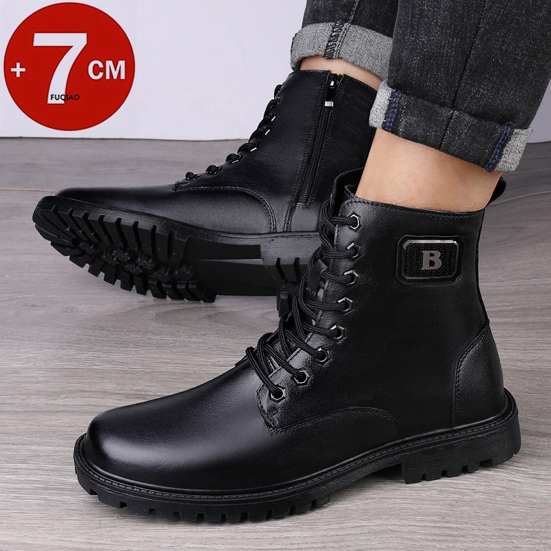 남성용 천연 가죽 키높이 부츠 겨울용 따뜻한 안감 지퍼 - Men'S Shoes Height Increase 리뷰 및 가격