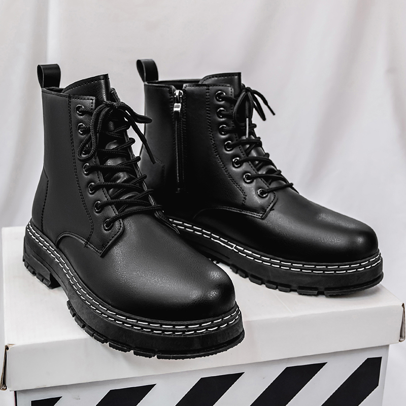남성용 4계절 블랙 에나멜 가죽 오토바이 부츠 - 클래 - Men'S Shoes Dq 리뷰 및 가격