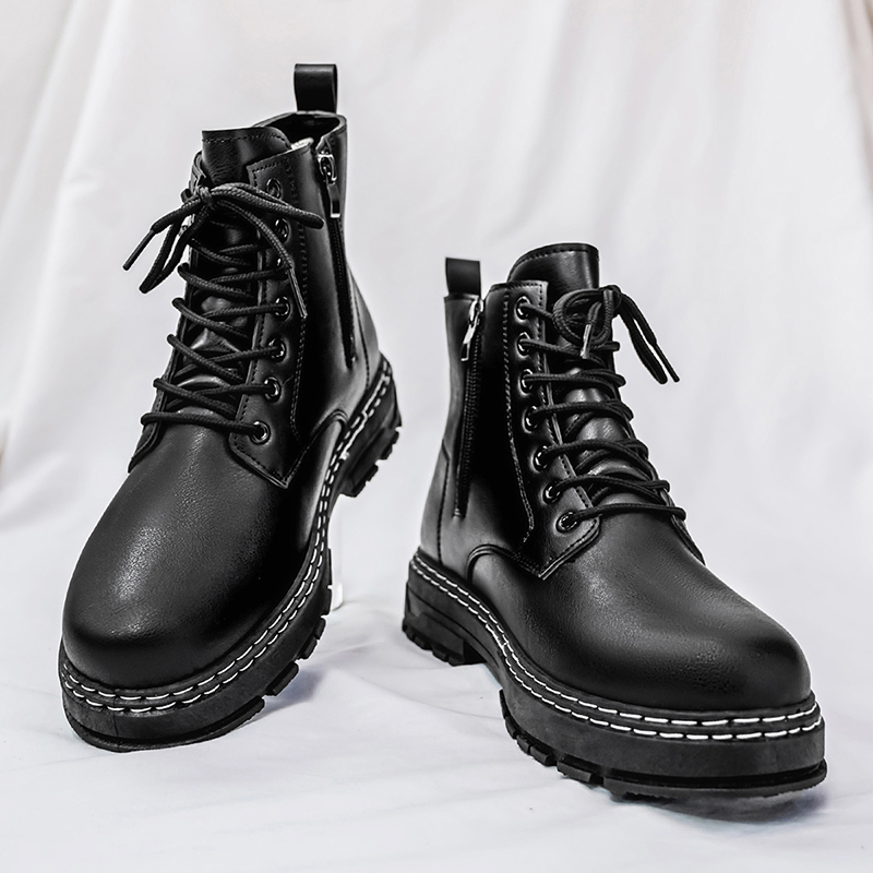 남성용 4계절 블랙 에나멜 가죽 오토바이 부츠 - 클래 - Men'S Shoes Dq 리뷰 및 가격