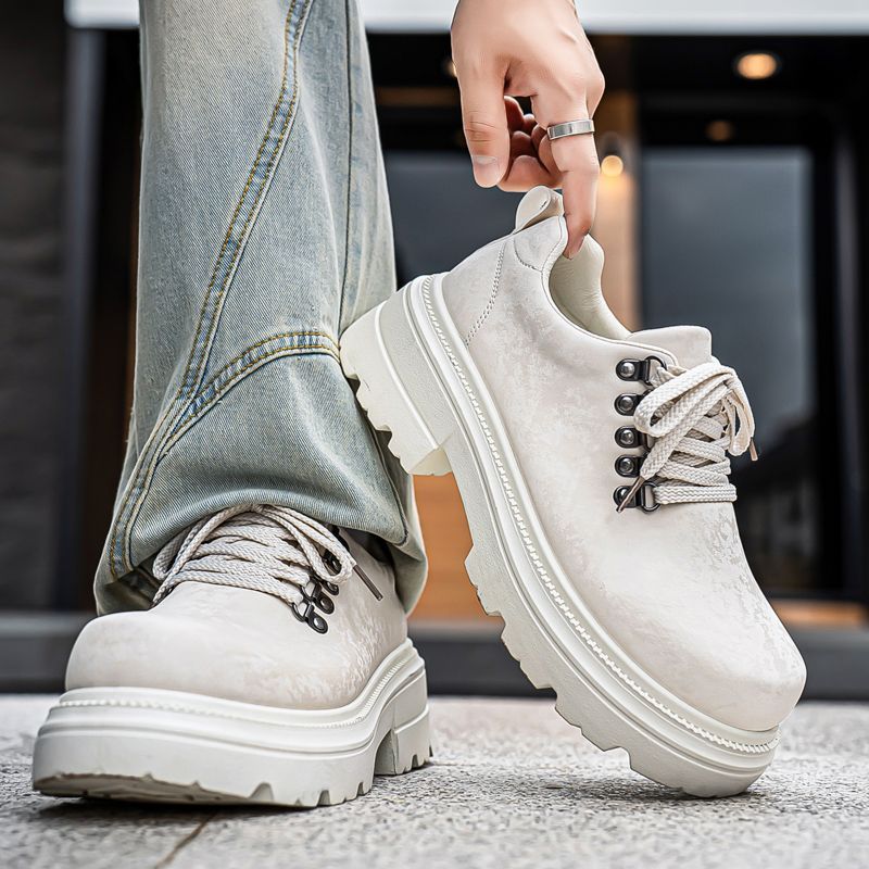 겨울 남성 레트로 영국 스타일 캐주얼 가죽 신발 두꺼운 - Men'S Shoes Height Increase 리뷰 및 가격
