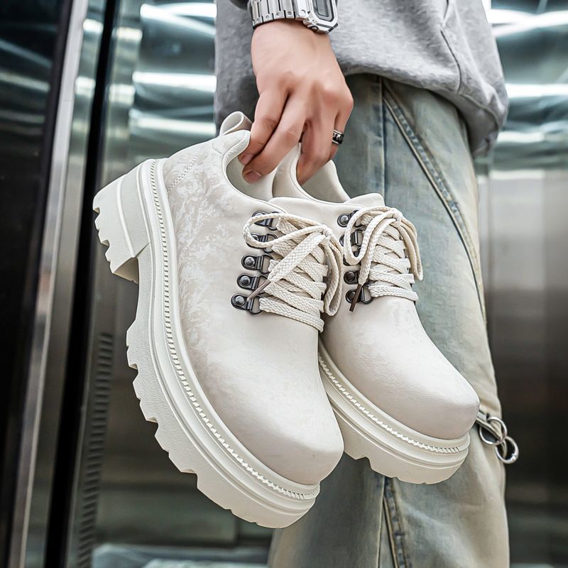 겨울 남성 레트로 영국 스타일 캐주얼 가죽 신발 두꺼운 - Men'S Shoes Height Increase 리뷰 및 가격