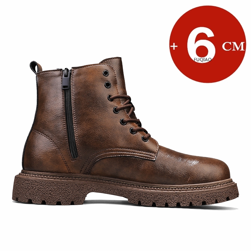 6cm 키높이 남성 부츠 가죽 야외 가을 겨울 신발 따 - Men'S Shoes Height Increase 리뷰 및 가격