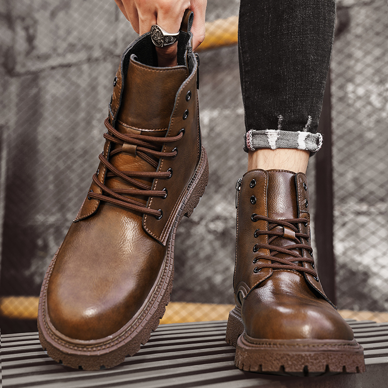 6cm 키높이 남성 부츠 가죽 야외 가을 겨울 신발 따 - Men'S Shoes Height Increase 리뷰 및 가격