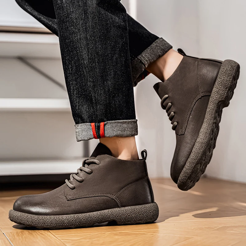 남성용 앵클 부츠 브라운 숏 부츠 럭셔리 신발 파일럿용 - Men'S Shoes Dq 리뷰 및 가격