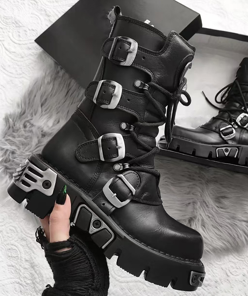 남성 럭셔리 패션 펑크 고딕 하이 모터사이클 부츠 오리 - Men'S Shoes Dq 리뷰 및 가격