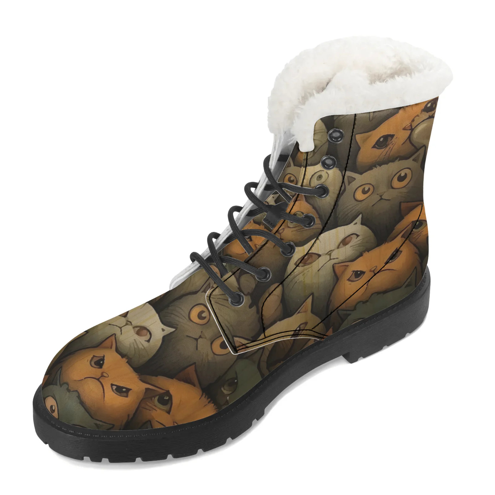 귀여운 고양이 프린트 플러시 스노우 부츠 남녀공용 십대 - Men Shoes Eu To Us Size 리뷰 및 가격
