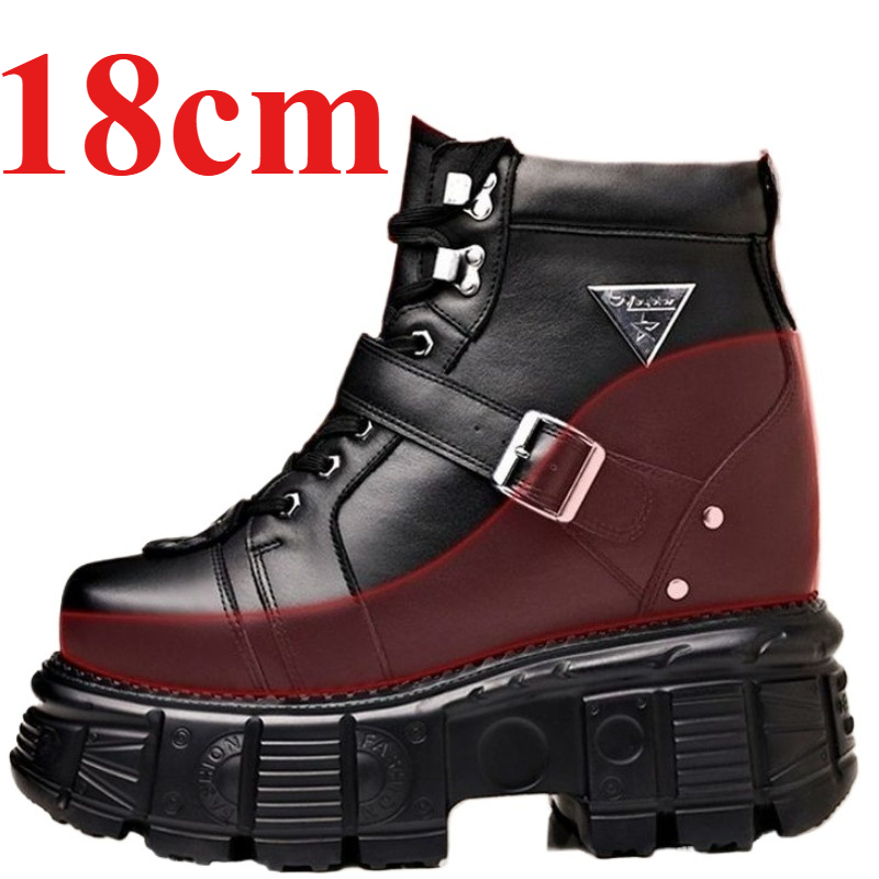 남성용 18cm 키높이 부츠, 정품 가죽 오토바이 부츠 - Men'S Shoes Dq 리뷰 및 가격