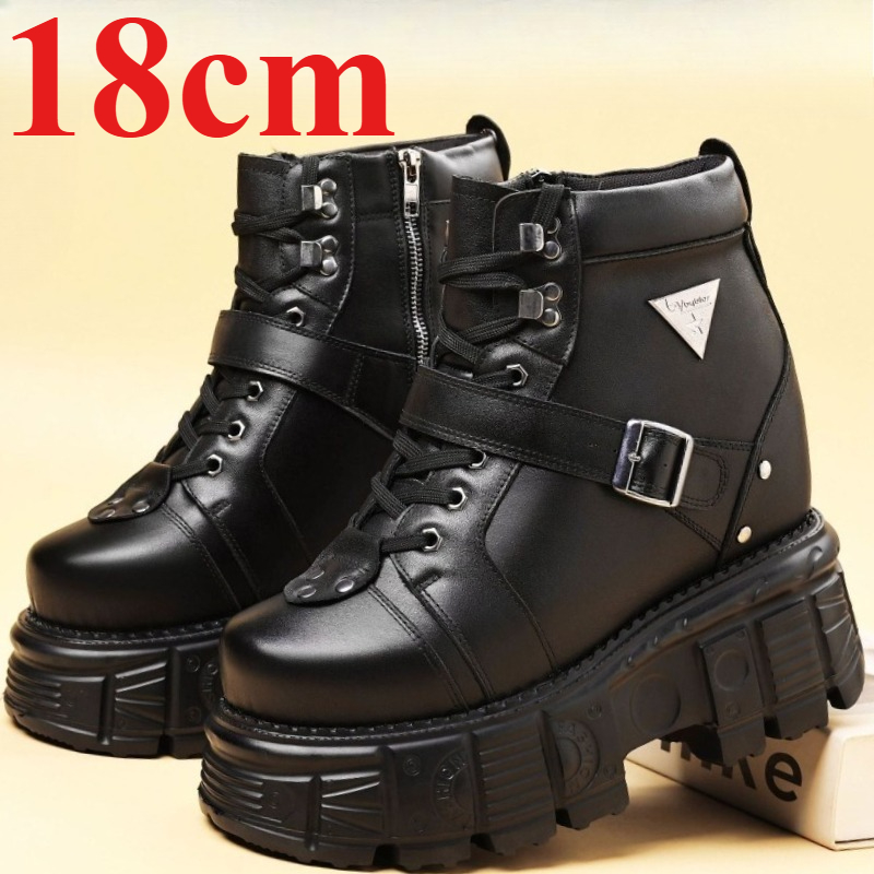 남성용 18cm 키높이 부츠, 정품 가죽 오토바이 부츠 - Men'S Shoes Dq 리뷰 및 가격