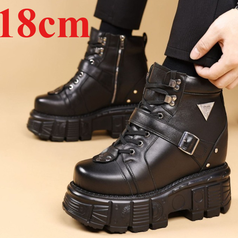 남성용 18cm 키높이 부츠, 정품 가죽 오토바이 부츠 - Men'S Shoes Dq 리뷰 및 가격