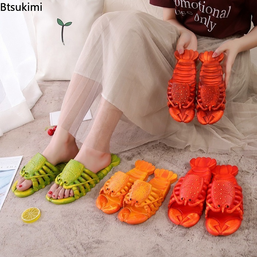새로운 2026 여름 재미있는 만화 랍스터 슬리퍼 PV - Men Shoes Size To Women 리뷰 및 가격