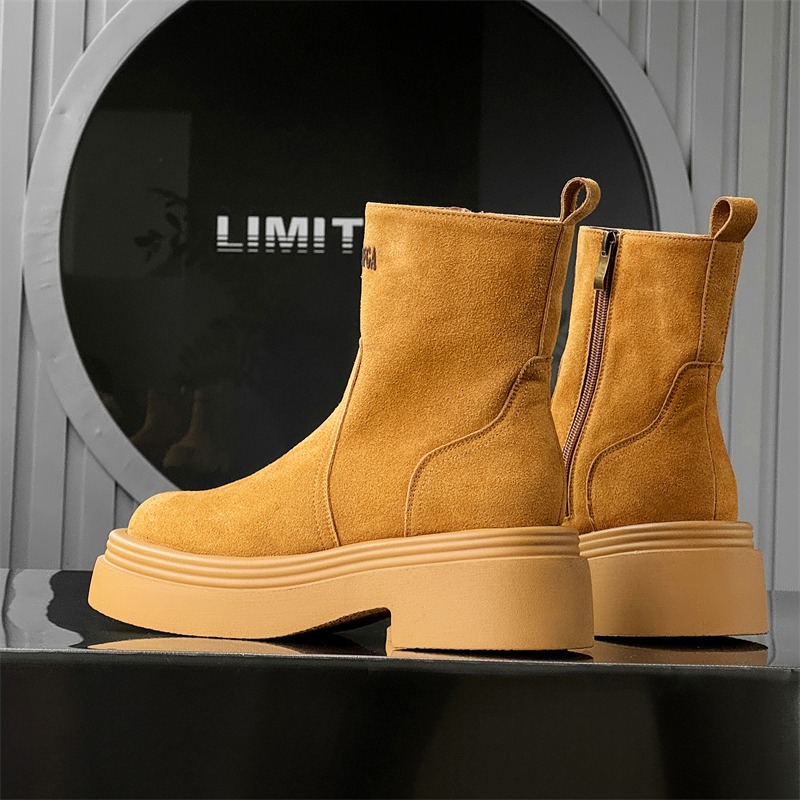 겨울 유럽 아메리카 레트로 두꺼운 밑창 측면 지퍼 키높 - Men'S Shoes Height Increase 리뷰 및 가격