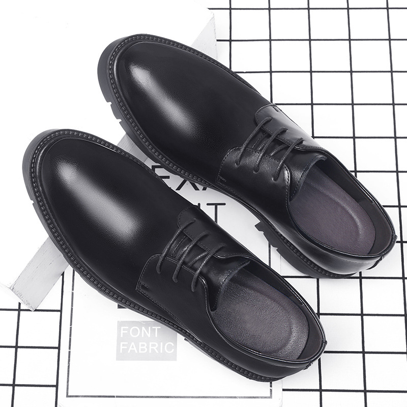 남성용 블랙 가죽 레이스업 드레스 슈즈, 두꺼운 러그  - Men Shoes Official 리뷰 및 가격