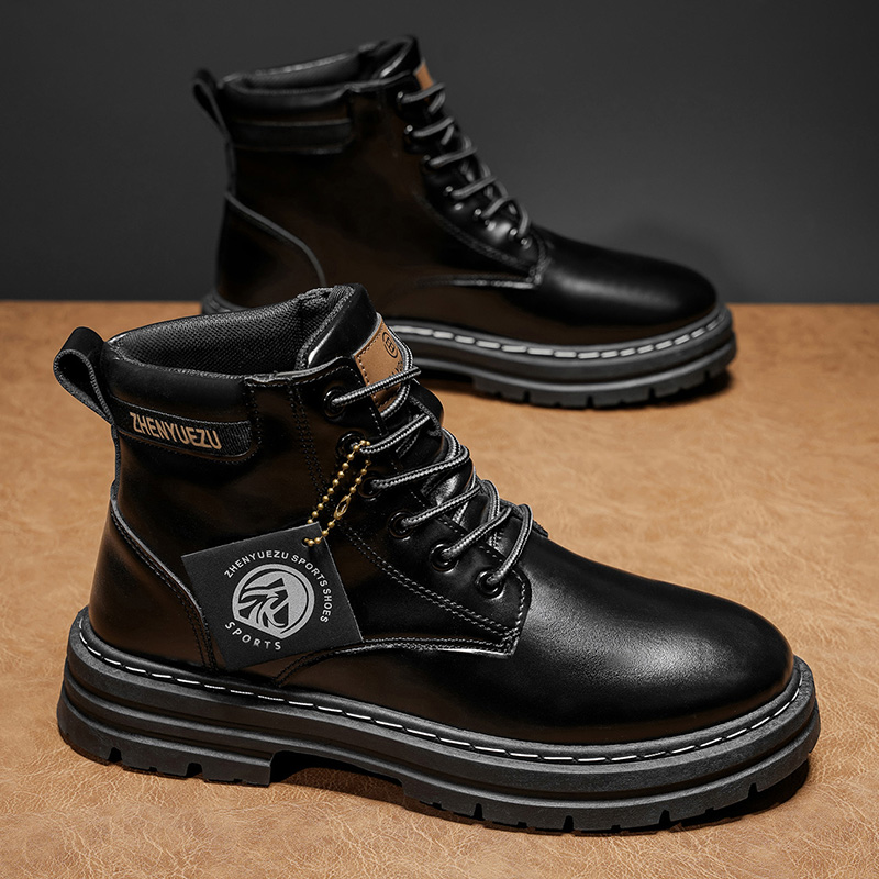 남성용 가을 겨울 레트로 숏부츠, 두꺼운 밑창 키높이  - Men'S Shoes Height Increase 리뷰 및 가격