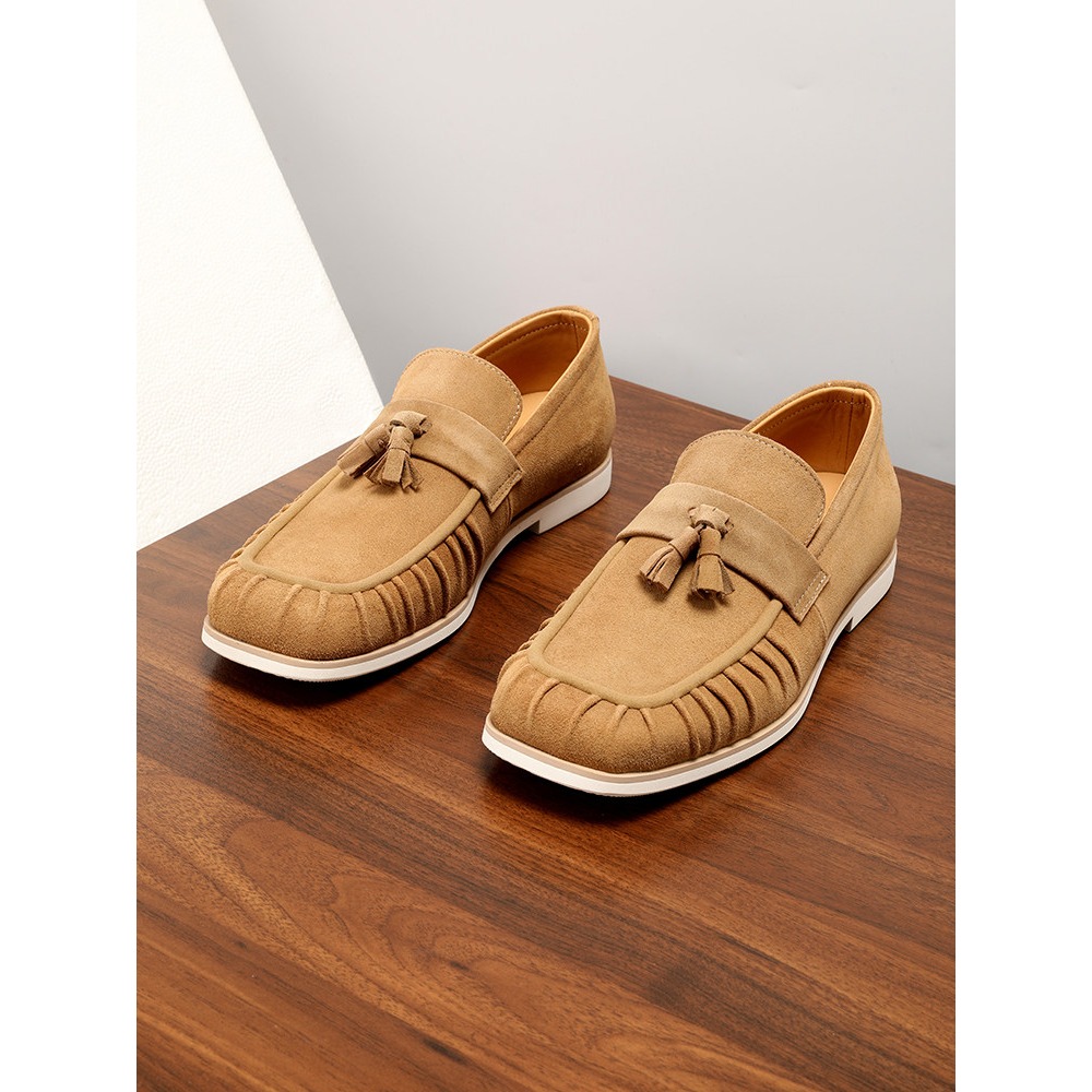 남성용 천연 가죽 태슬 스웨이드 스퀘어 토 로퍼 통기성 - Men'S Shoes Drivers 리뷰 및 가격