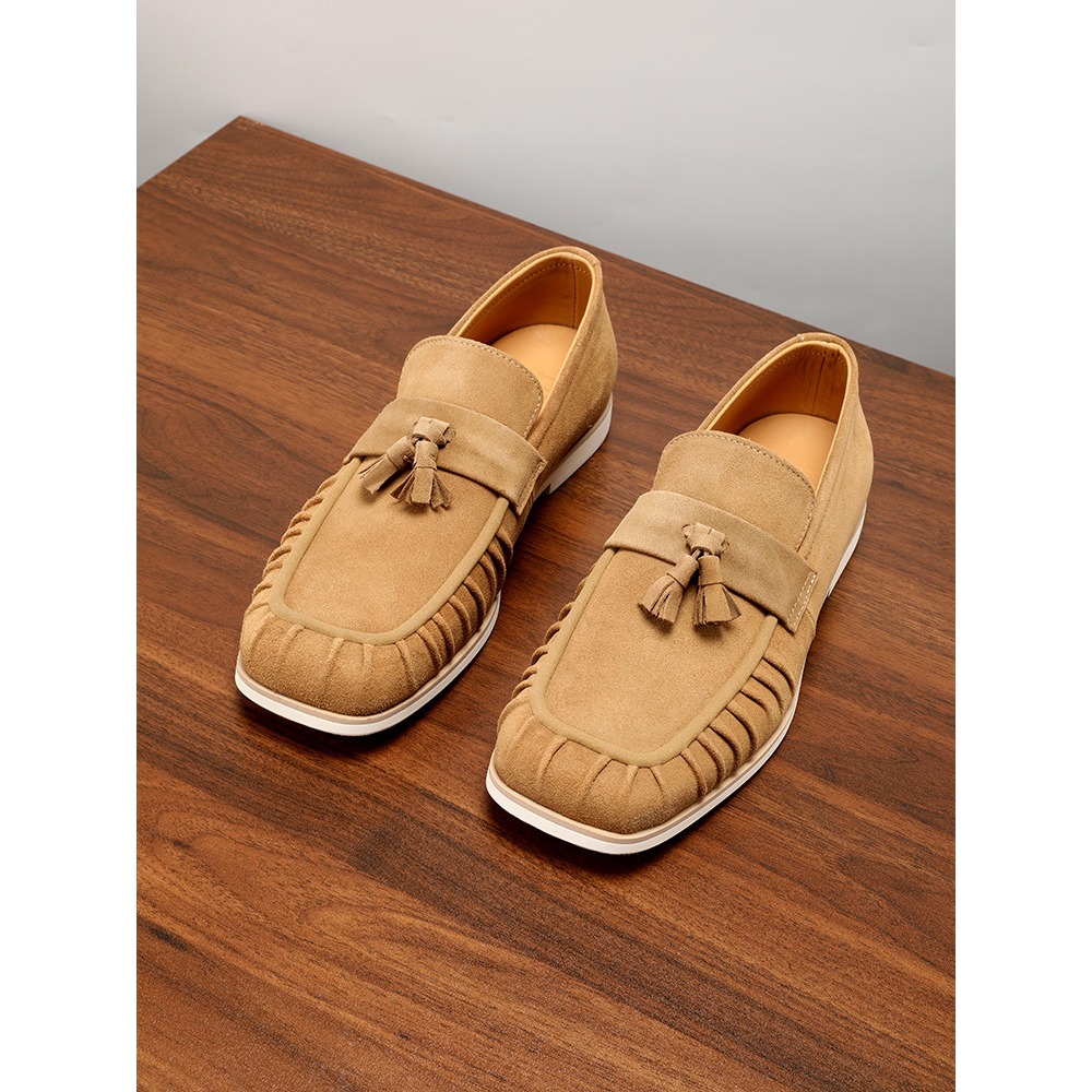 남성용 천연 가죽 태슬 스웨이드 스퀘어 토 로퍼 통기성 - Men'S Shoes Drivers 리뷰 및 가격