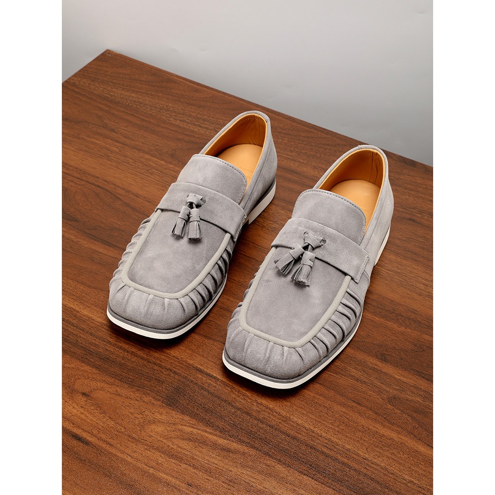 남성용 천연 가죽 태슬 스웨이드 스퀘어 토 로퍼 통기성 - Men'S Shoes Drivers 리뷰 및 가격
